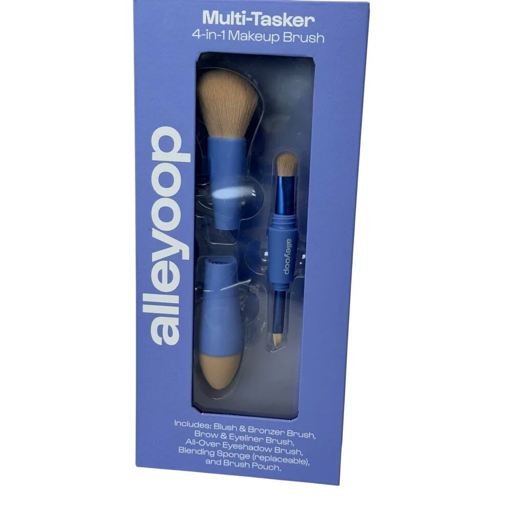 Alleyoop Overachiever 4-in-1 Multi Tasker Travel Makeup Brush Set •NOB• Vegan